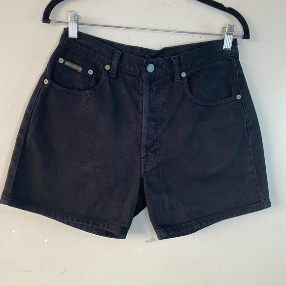 Vintage Calvin Klein Black Mom Shorts High Waisted Button Fly Denim Size 9 (29W) - Picture 8 of 14